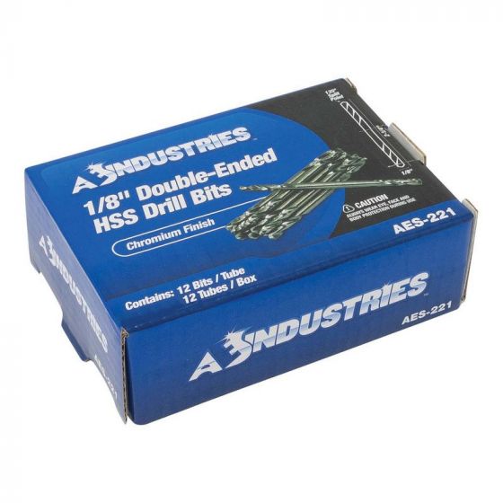 AES Industries™ Stubby Drill Bit, 1/8 in Dia, 2-1/4 in OAL, 135 deg, High Speed Steel