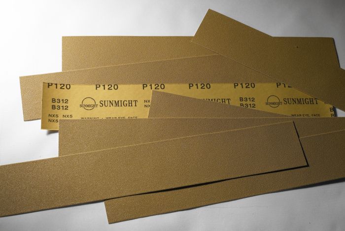 Sunmight Gold  Open Coated Grip File Sheet, 2-3/4 in W x 16-1/2 in L, P320 Grit, Velcro