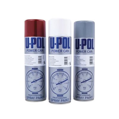 U-POL® Power Can UP0805 Professional Spray Paint, 500 mL Aerosol Can, Gray Primer, 21.5 sq-ft/unit Coverage