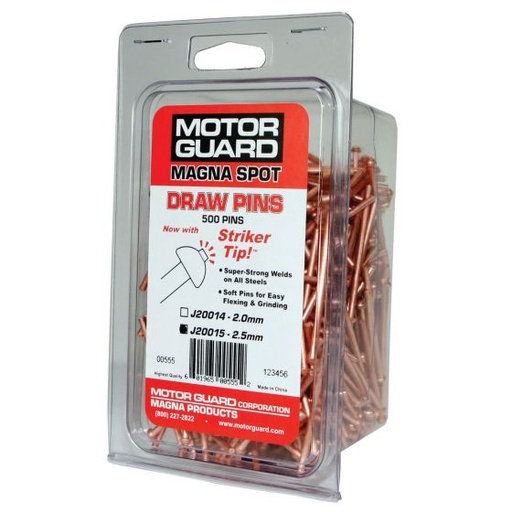 MOTOR GUARD J20015 Draw Pin, 2.5 mm Dia, Steel, Copper-Coat