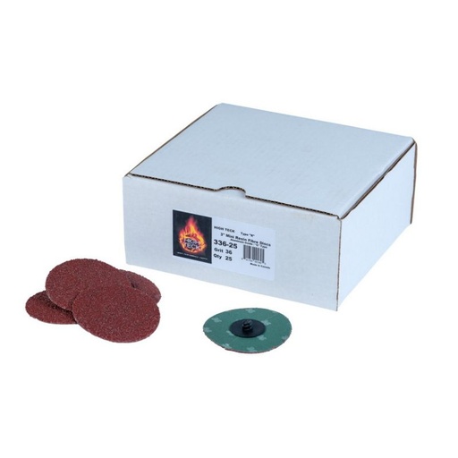 [336-25] High Teck™ Disc, 3 in Dia, 36 Grit, Aluminum Oxide, Polymer Backing