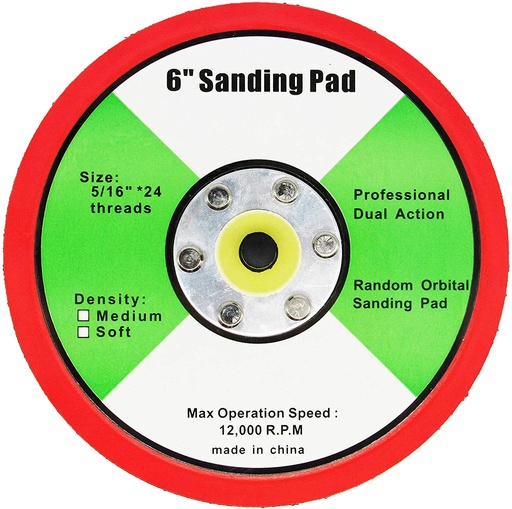 [sbp09001] 6" SANDER BACKING PAD RED LOW PROFILE