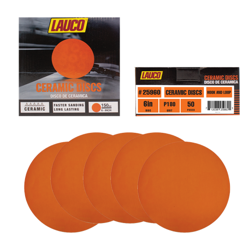 [25960] Lauco 6" Ceramic Disc Hook & Loop 180G (50pcs)