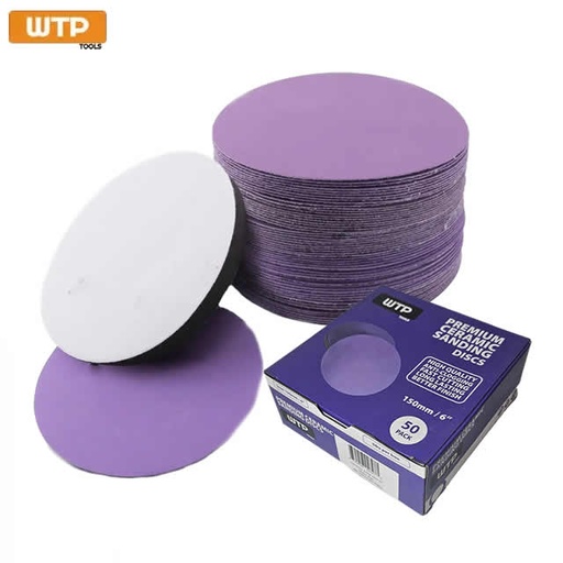 [800 WTP] 6" Ceramic Sandpaper Disc Hook & Loop No Holes 800 - 50pcs Box 6CSPV800