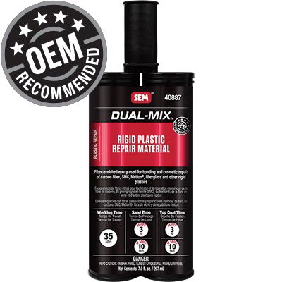 [39767] Dual-Mix™ 40887 Rigid Plastic Repair Material, 7 oz Cartridge, White, Liquid, 35 min Application